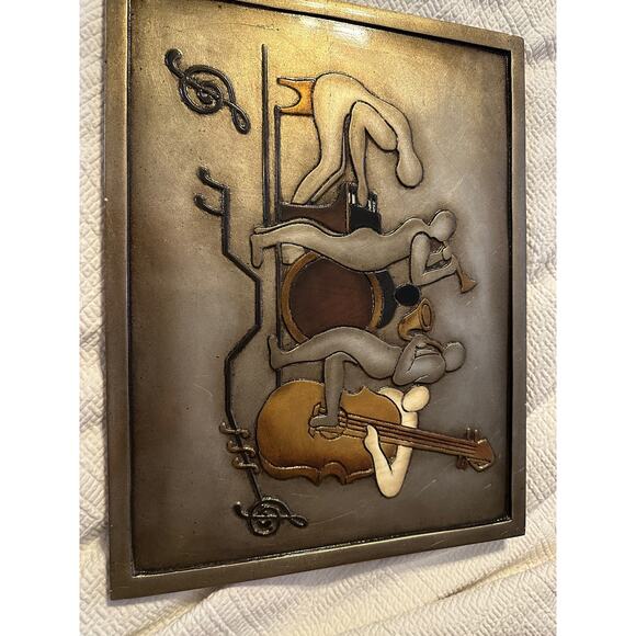 Vintage Mid Century Modern Abstract Jazz Musicians 3D Textured Painting - Picture 11 of 11